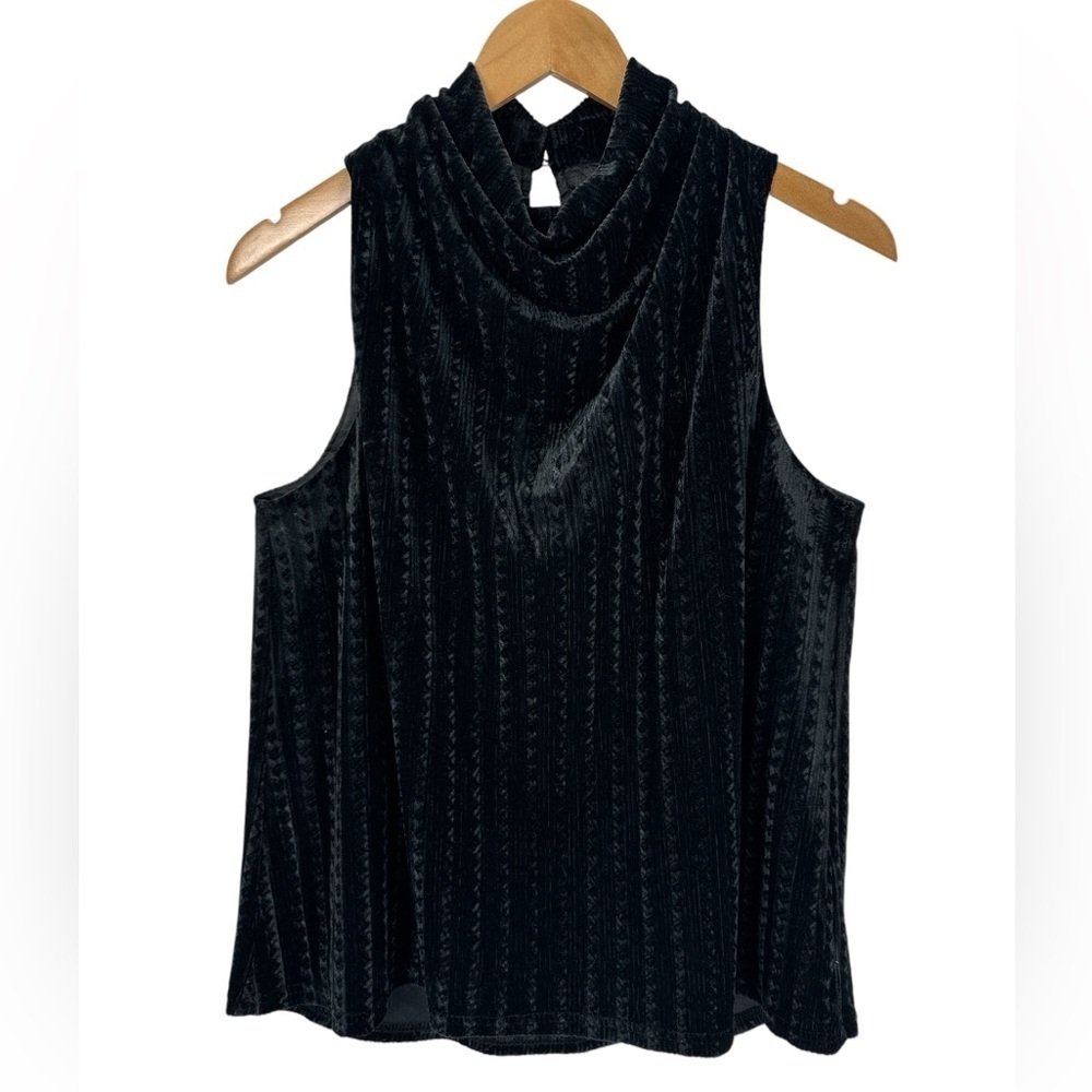 Entro‎ Velvet Cowl Neck Sleeveless Blouse Black